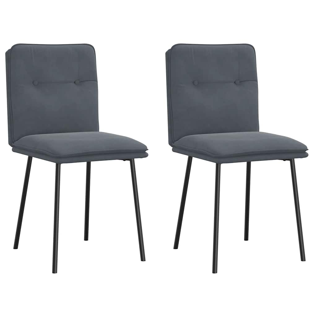 Chaises à manger lot de 2 Gris foncé Velours Chaises de cuisine vidaXL