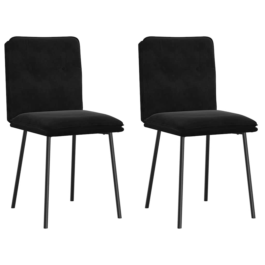 Chaises à manger lot de 2 Noir Velours Chaises de cuisine vidaXL