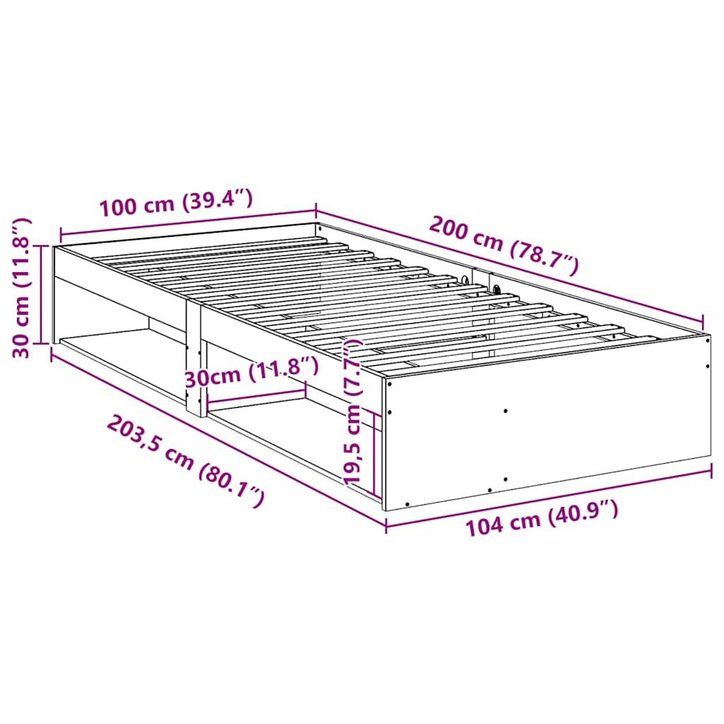 Lit de jour sans matelas cire marron 100x200 cm pin massif Lits & cadres de lit vidaXL