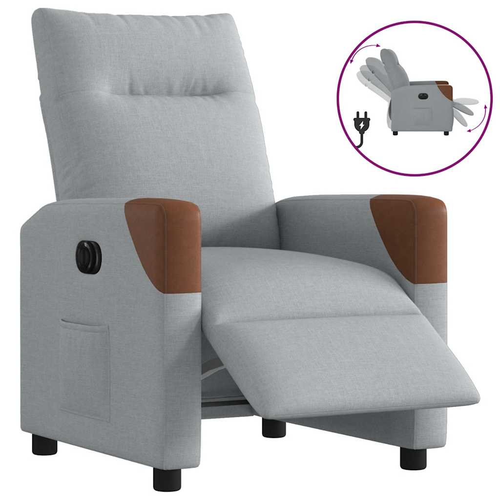 Fauteuil inclinable électrique Gris clair Tissu Fauteuils vidaXL