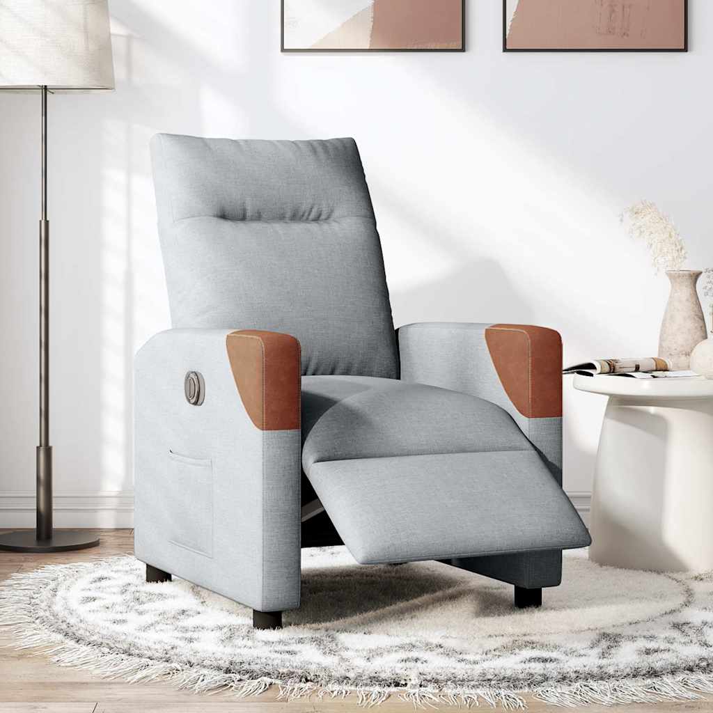 Fauteuil inclinable électrique Gris clair Tissu Fauteuils vidaXL