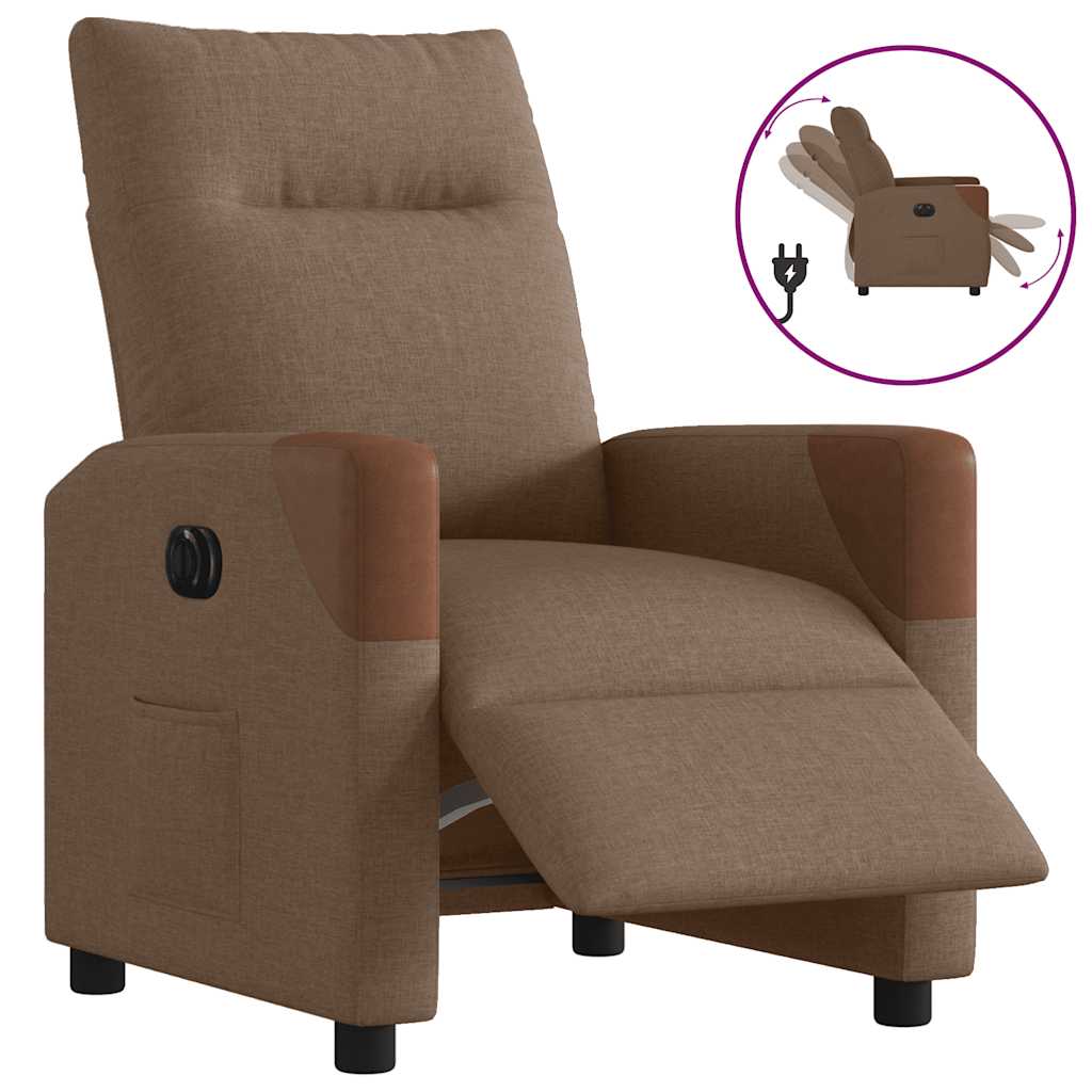 Fauteuil inclinable électrique Marron Tissu Fauteuils vidaXL