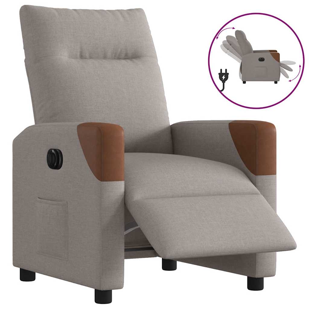 Fauteuil inclinable électrique Taupe Tissu Fauteuils vidaXL