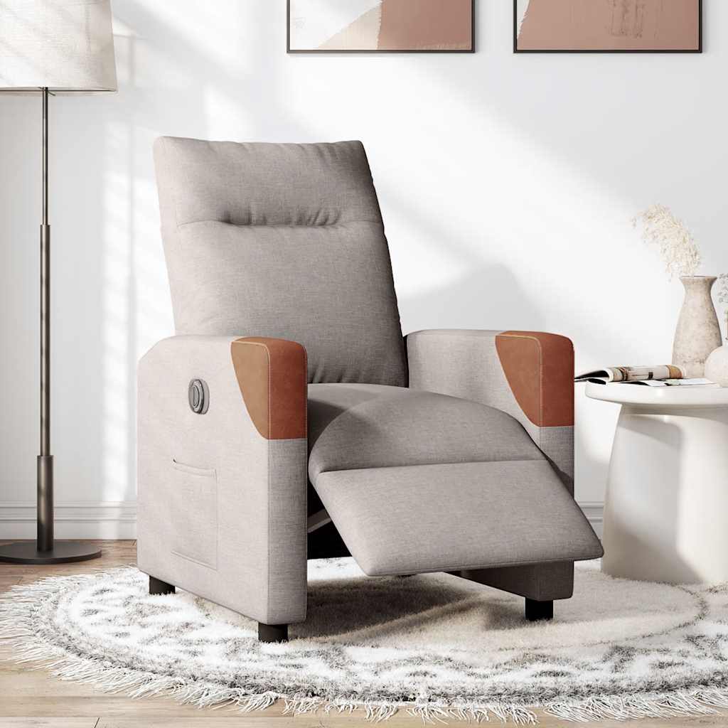 Fauteuil inclinable électrique Taupe Tissu Fauteuils vidaXL