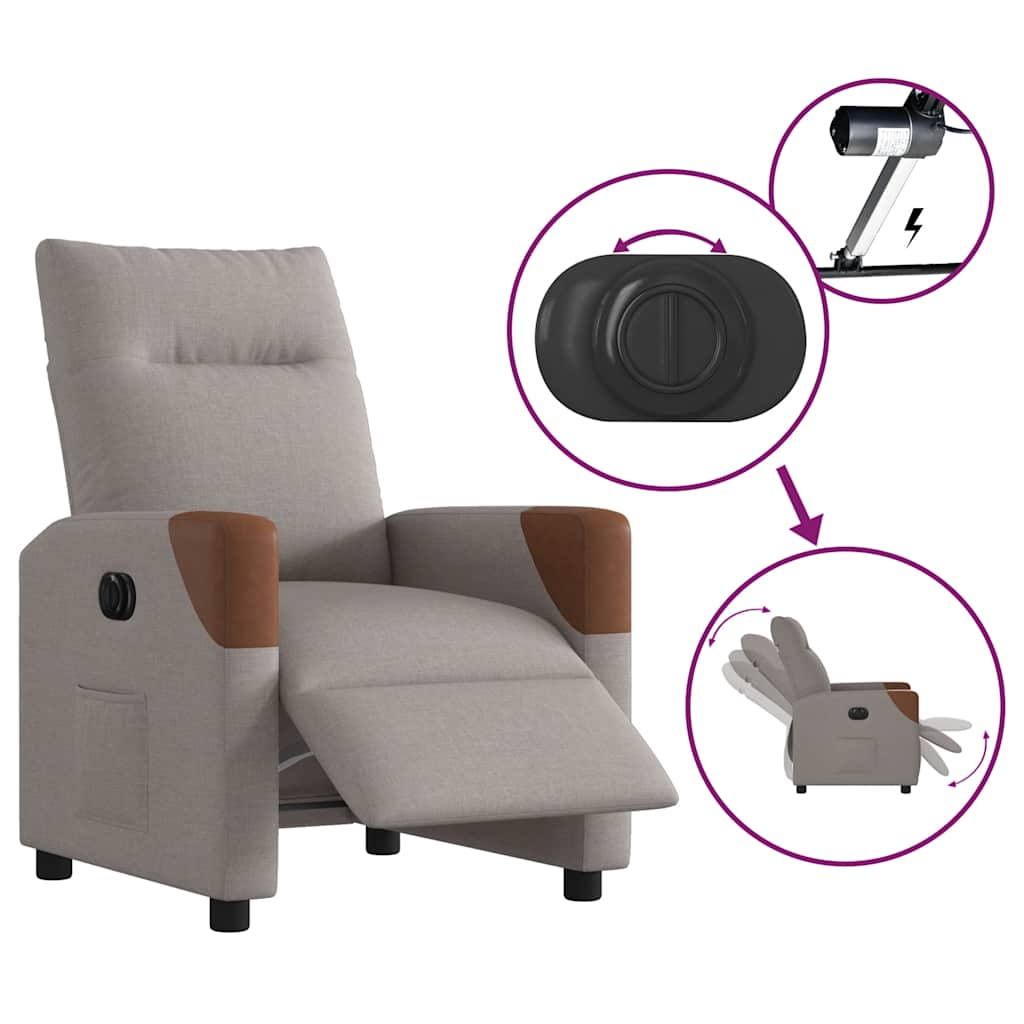 Fauteuil inclinable électrique Taupe Tissu Fauteuils vidaXL