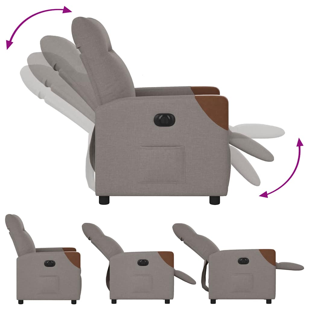 Fauteuil inclinable électrique Taupe Tissu Fauteuils vidaXL