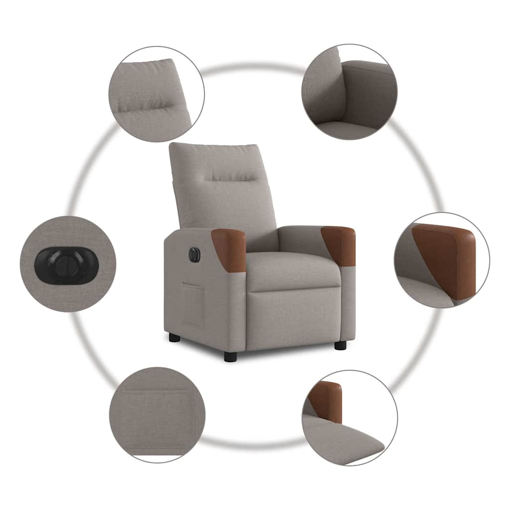 Fauteuil inclinable électrique Taupe Tissu Fauteuils vidaXL