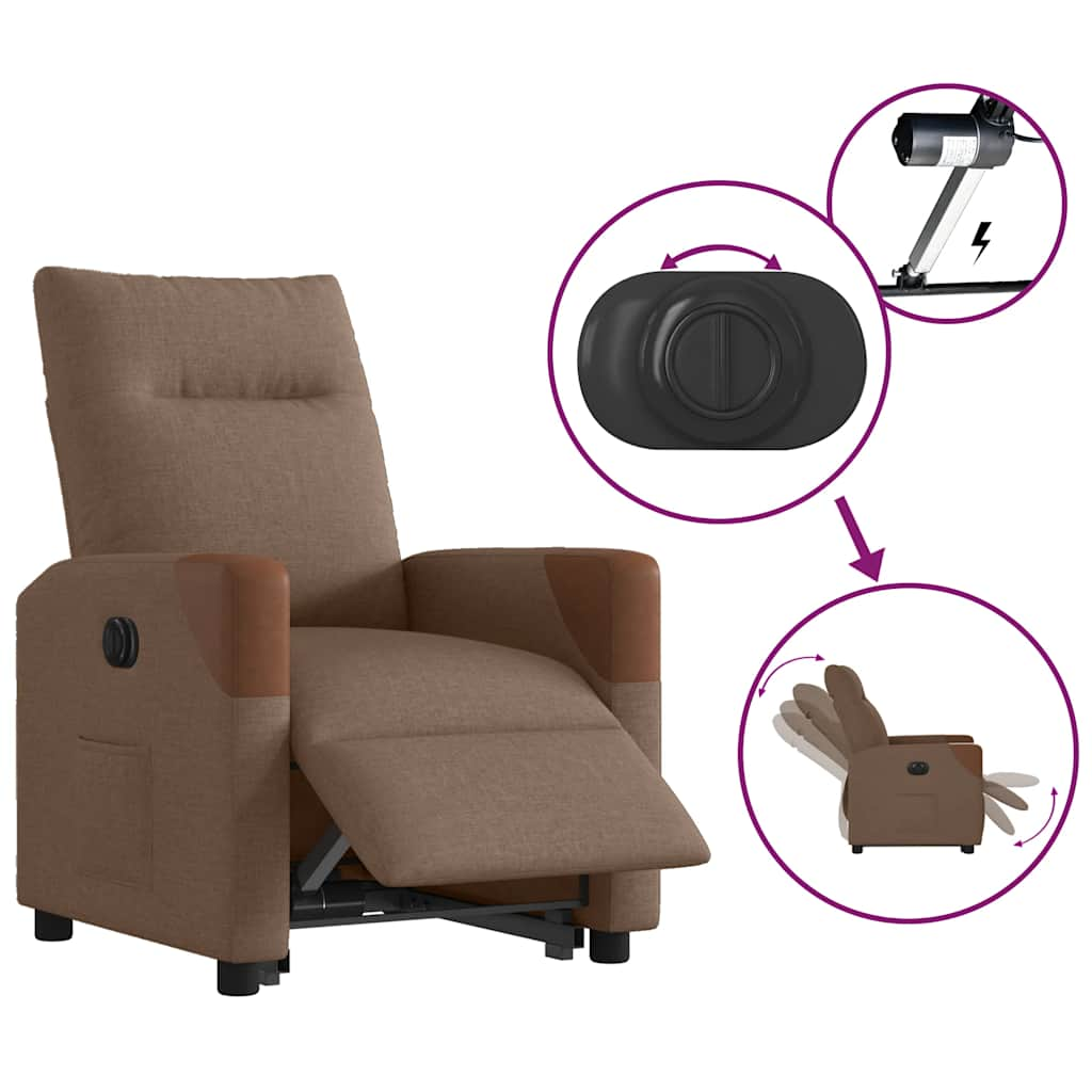 Fauteuil inclinable électrique marron tissu Fauteuils vidaXL