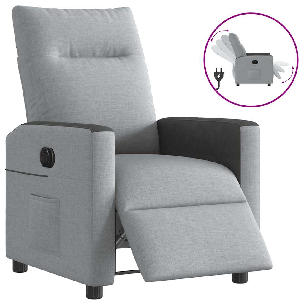 Fauteuil inclinable électrique Gris clair Tissu Fauteuils vidaXL