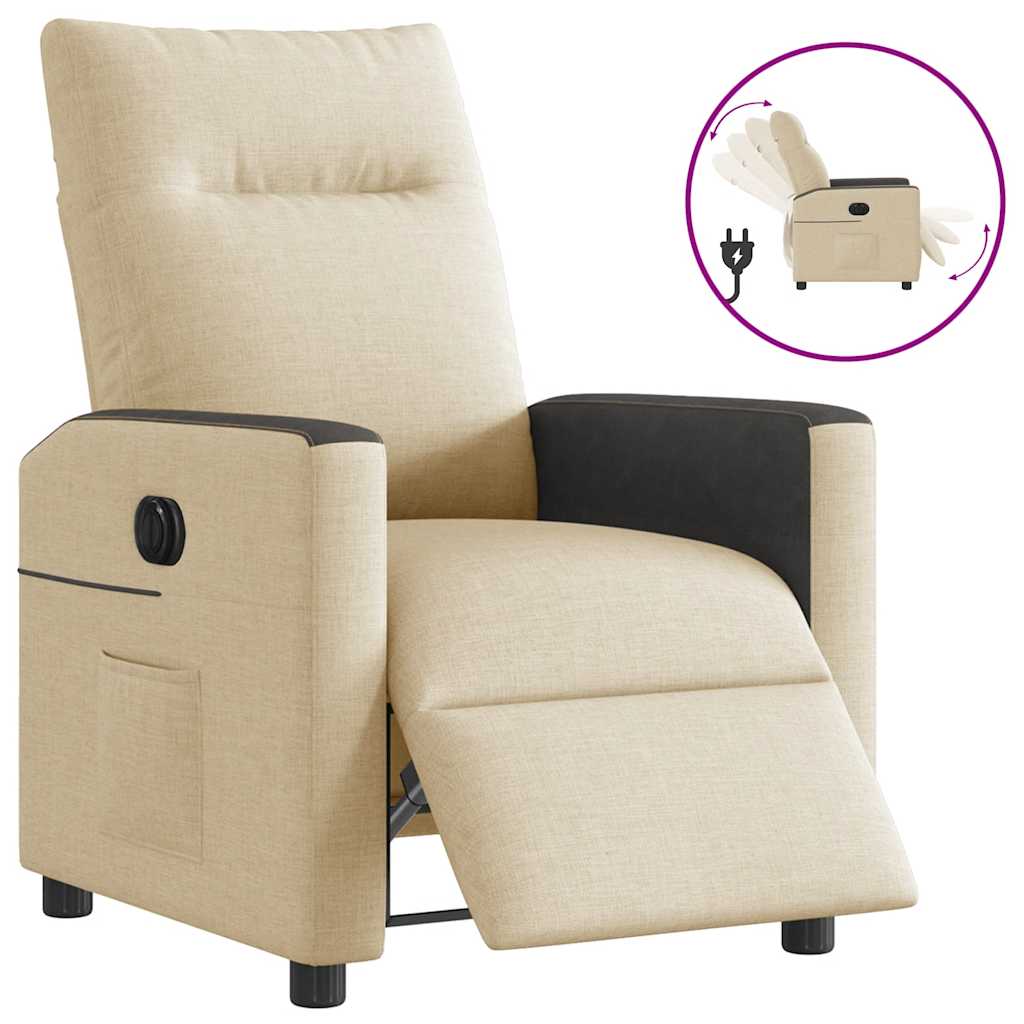 Fauteuil inclinable électrique Crème Tissu Fauteuils vidaXL