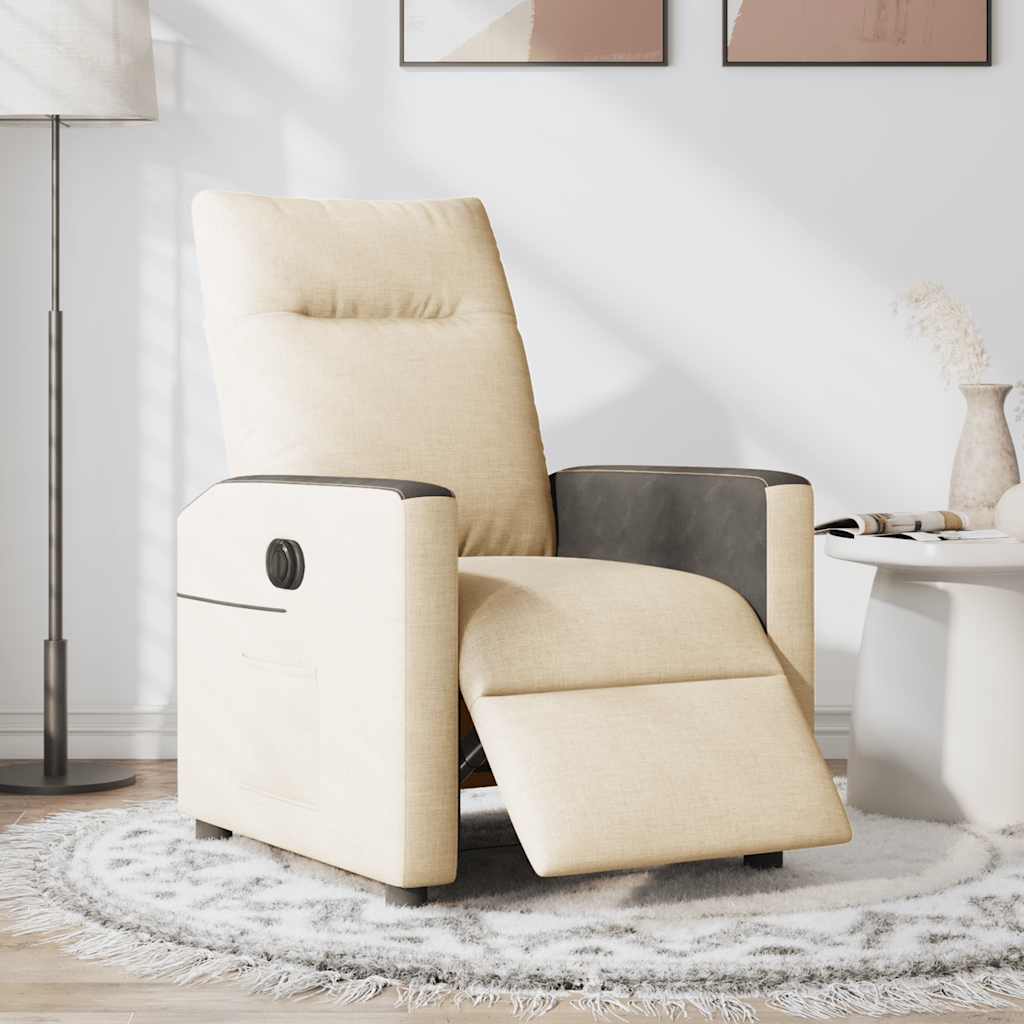 Fauteuil inclinable électrique Crème Tissu Fauteuils vidaXL