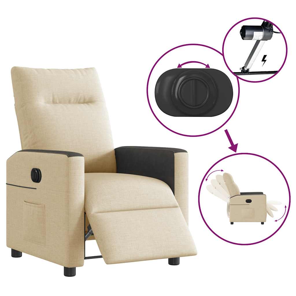 Fauteuil inclinable électrique Crème Tissu Fauteuils vidaXL