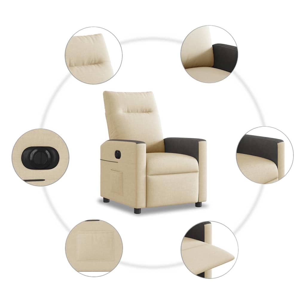 Fauteuil inclinable électrique Crème Tissu Fauteuils vidaXL