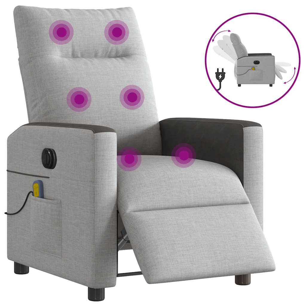 Fauteuil de massage inclinable électrique gris nuage tissu Fauteuils vidaXL