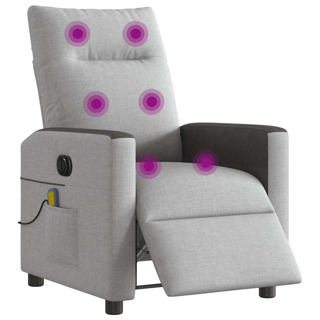 Fauteuil de massage inclinable électrique gris nuage tissu Fauteuils vidaXL