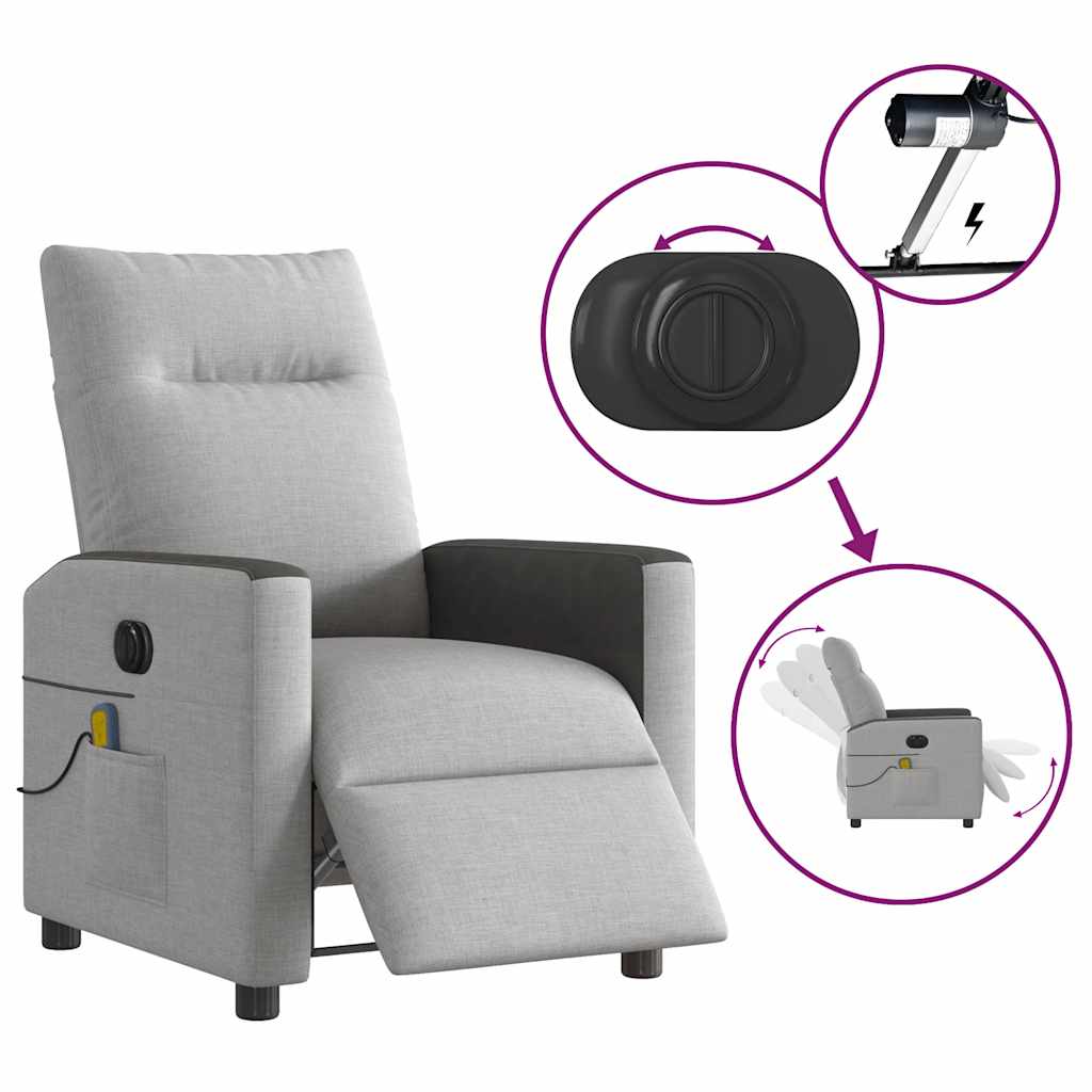 Fauteuil de massage inclinable électrique gris nuage tissu Fauteuils vidaXL