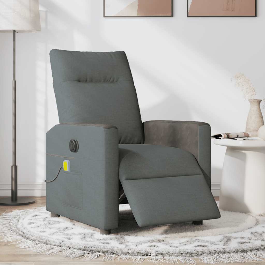 Fauteuil inclinable de massage électrique gris foncé tissu Fauteuils vidaXL