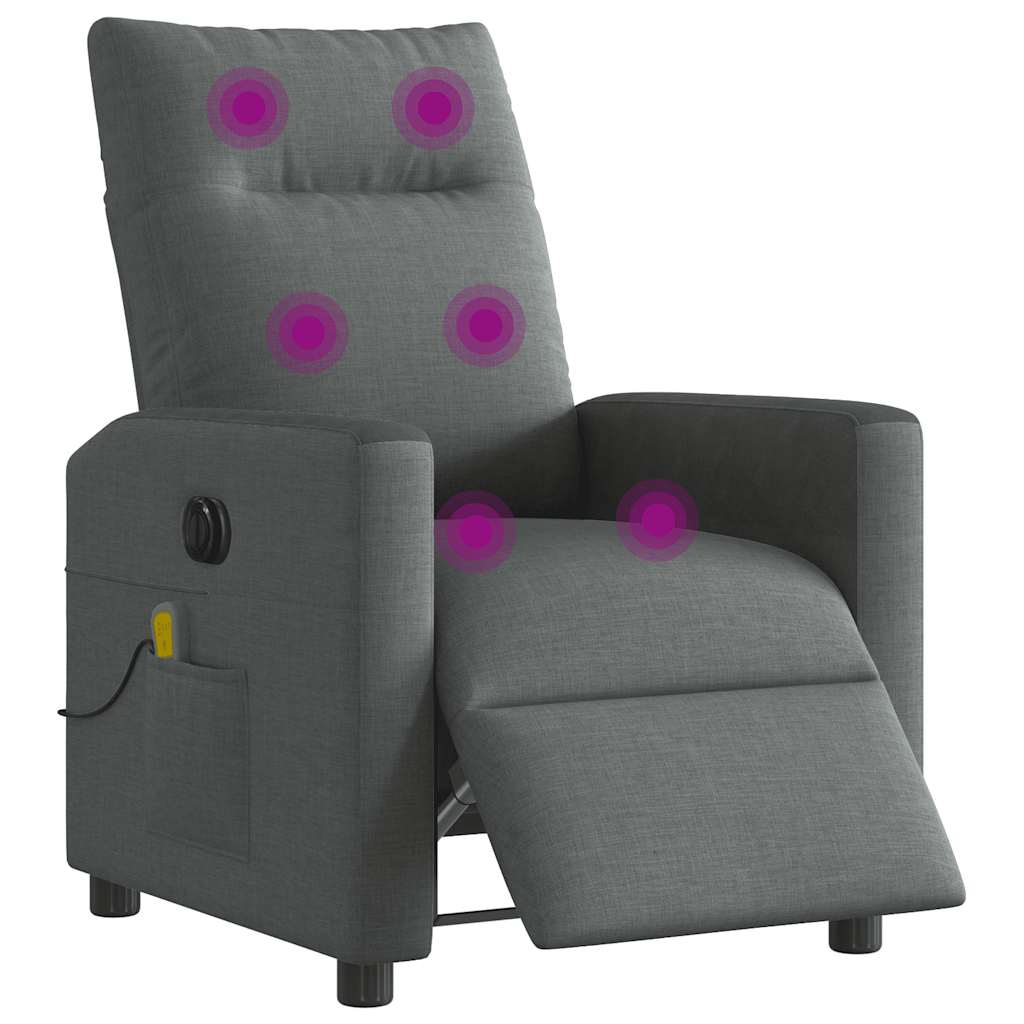 Fauteuil inclinable de massage électrique gris foncé tissu Fauteuils vidaXL