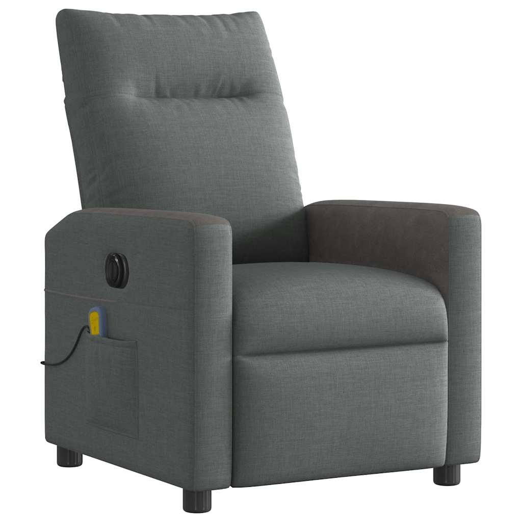 Fauteuil inclinable de massage électrique gris foncé tissu Fauteuils vidaXL