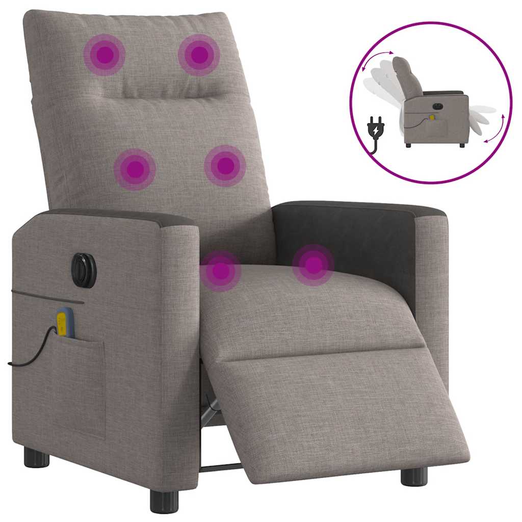 Fauteuil de massage inclinable électrique Taupe Tissu Fauteuils vidaXL