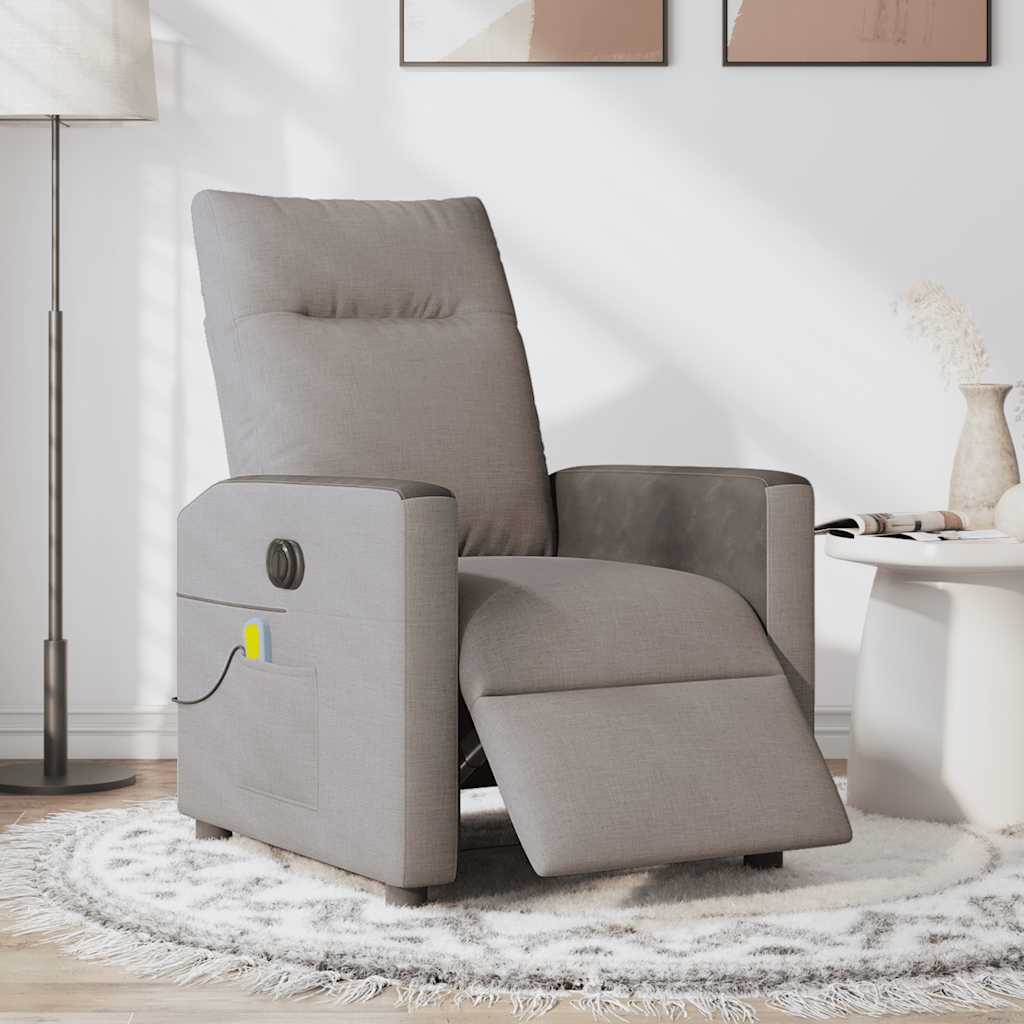 Fauteuil de massage inclinable électrique Taupe Tissu Fauteuils vidaXL