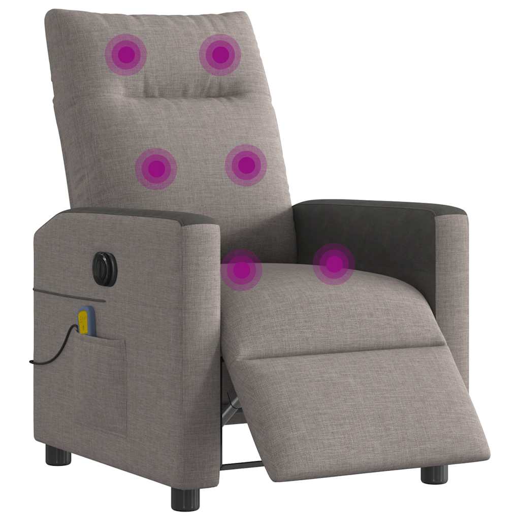 Fauteuil de massage inclinable électrique Taupe Tissu Fauteuils vidaXL