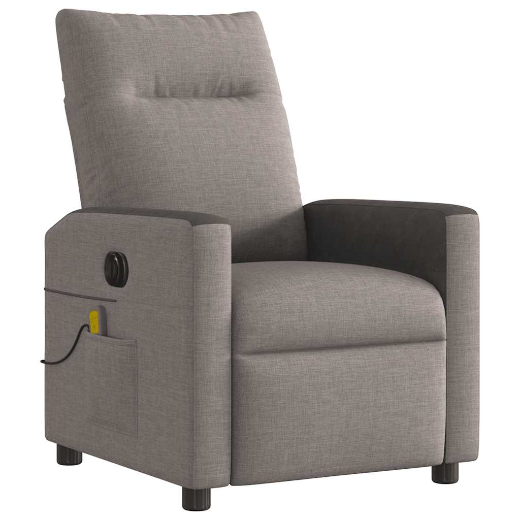 Fauteuil de massage inclinable électrique Taupe Tissu Fauteuils vidaXL