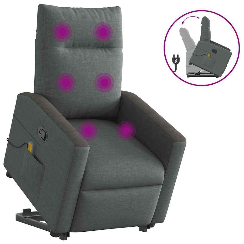 Fauteuil de massage inclinable Gris foncé Tissu Fauteuils vidaXL