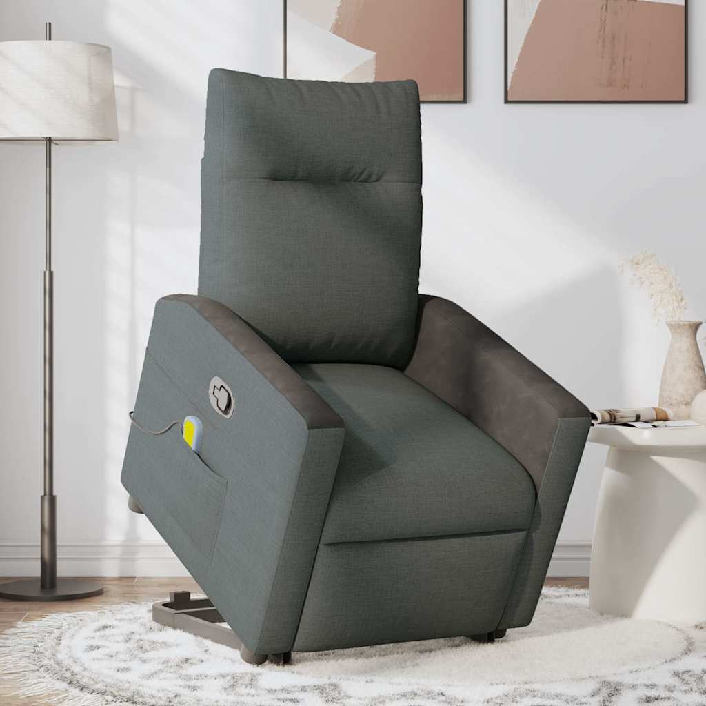 Fauteuil de massage inclinable Gris foncé Tissu Fauteuils vidaXL