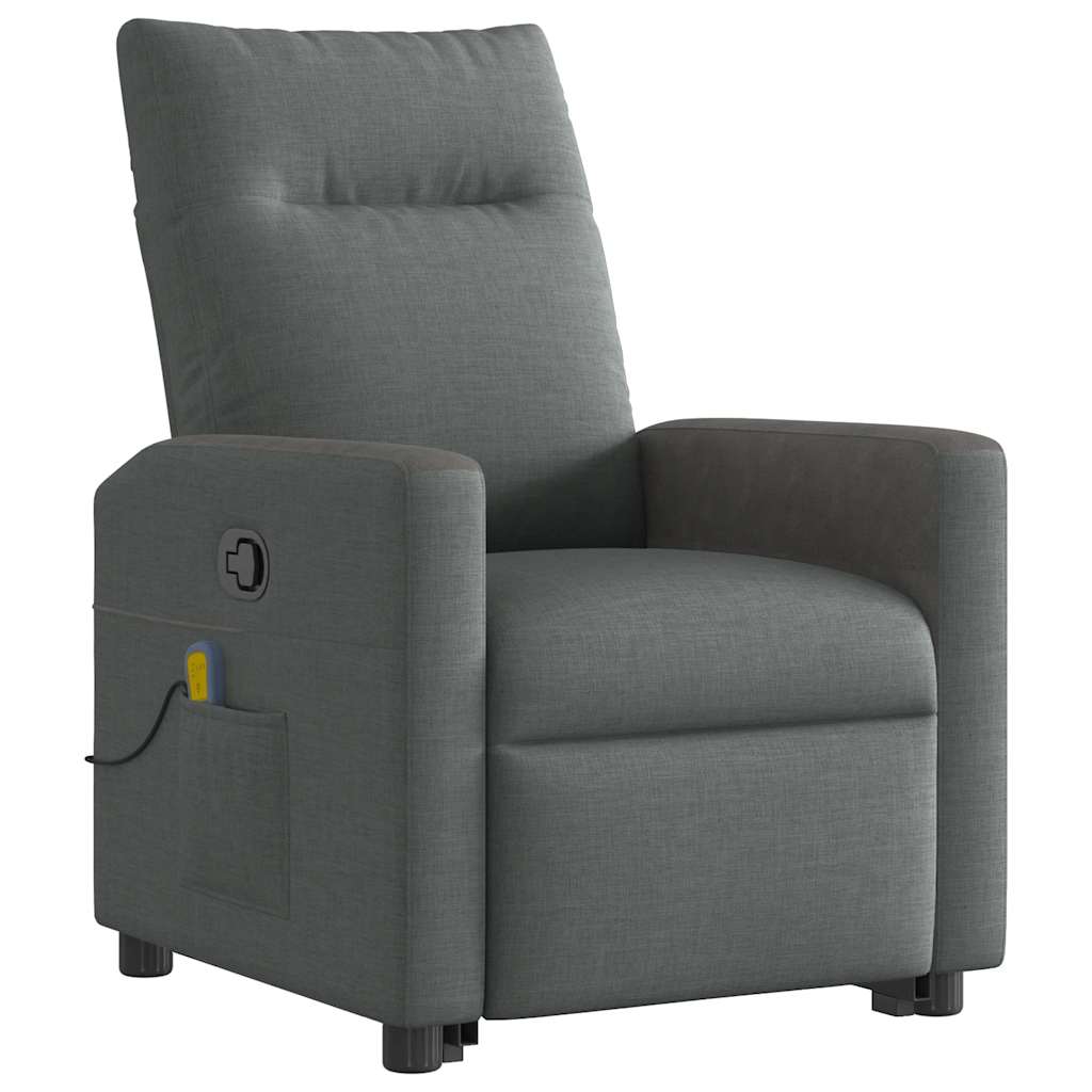 Fauteuil de massage inclinable Gris foncé Tissu Fauteuils vidaXL