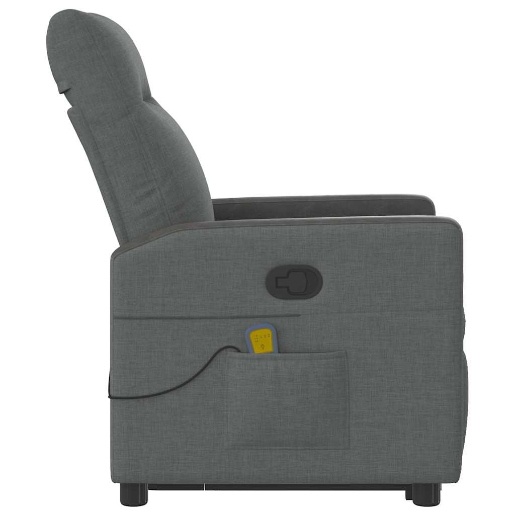 Fauteuil de massage inclinable Gris foncé Tissu Fauteuils vidaXL