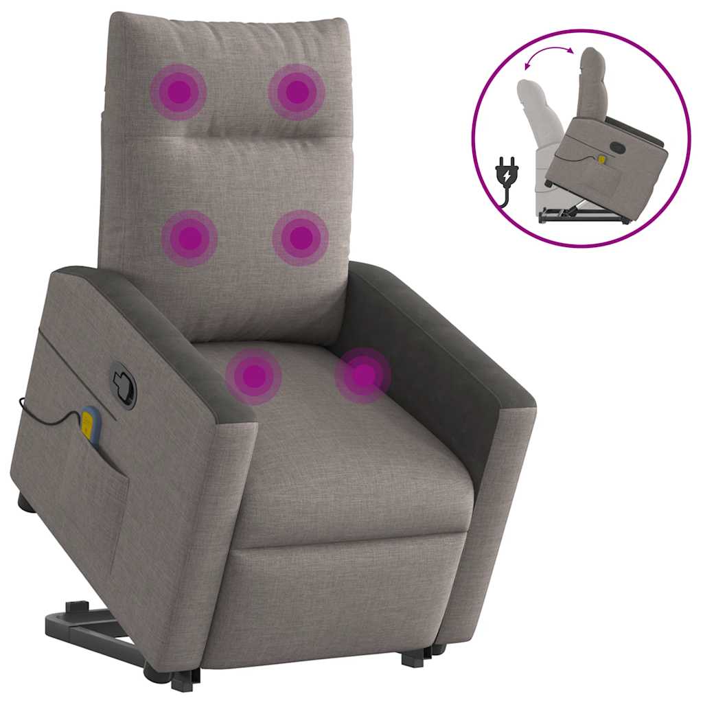 Fauteuil inclinable de massage Taupe Tissu Fauteuils vidaXL