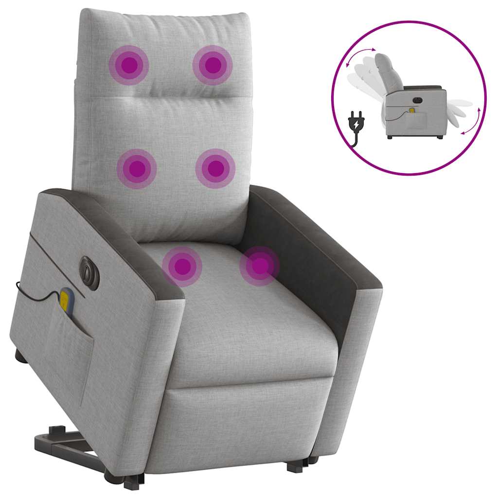 Fauteuil inclinable de massage électrique gris nuage tissu Fauteuils vidaXL