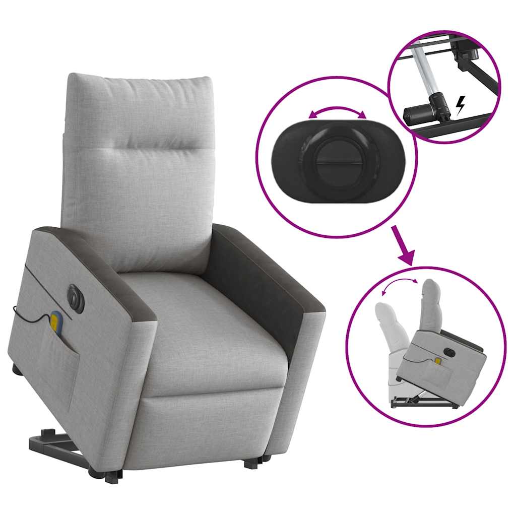 Fauteuil inclinable de massage électrique gris nuage tissu Fauteuils vidaXL