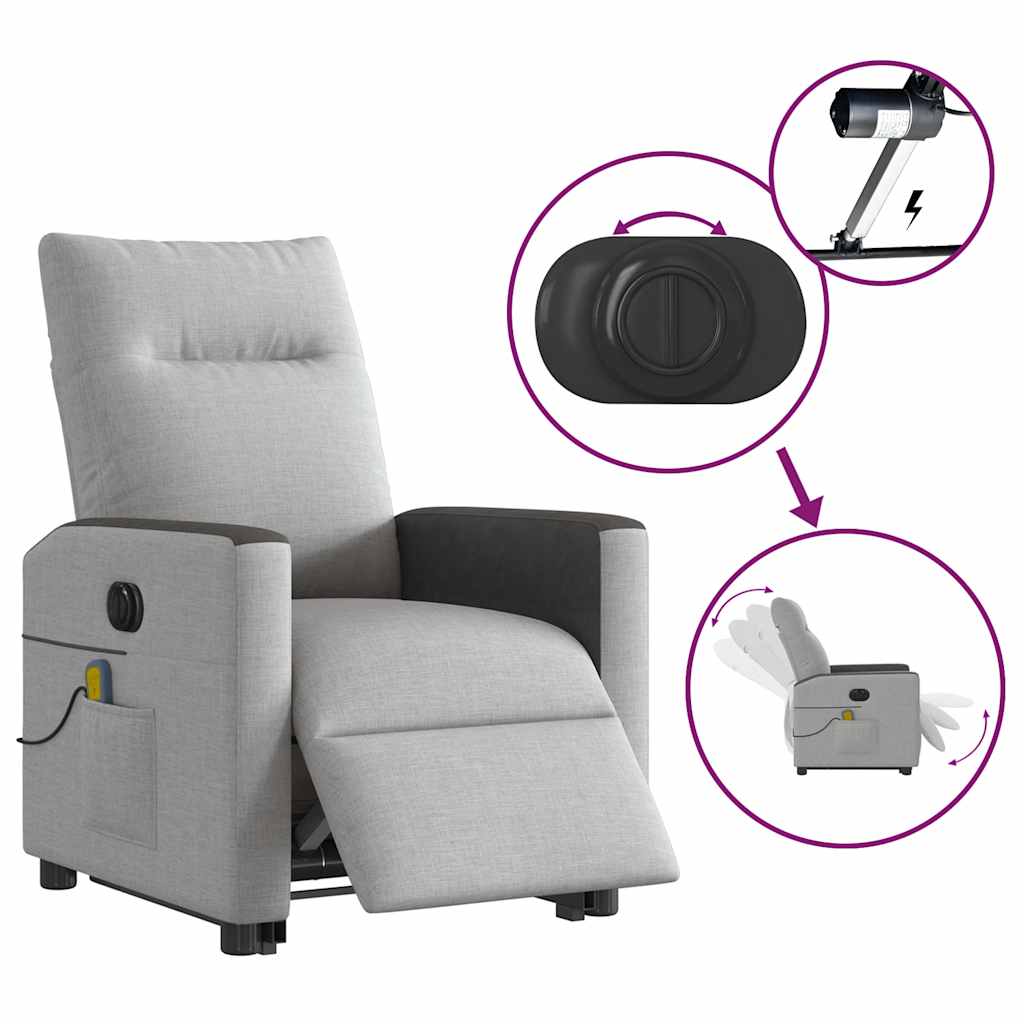 Fauteuil inclinable de massage électrique gris nuage tissu Fauteuils vidaXL