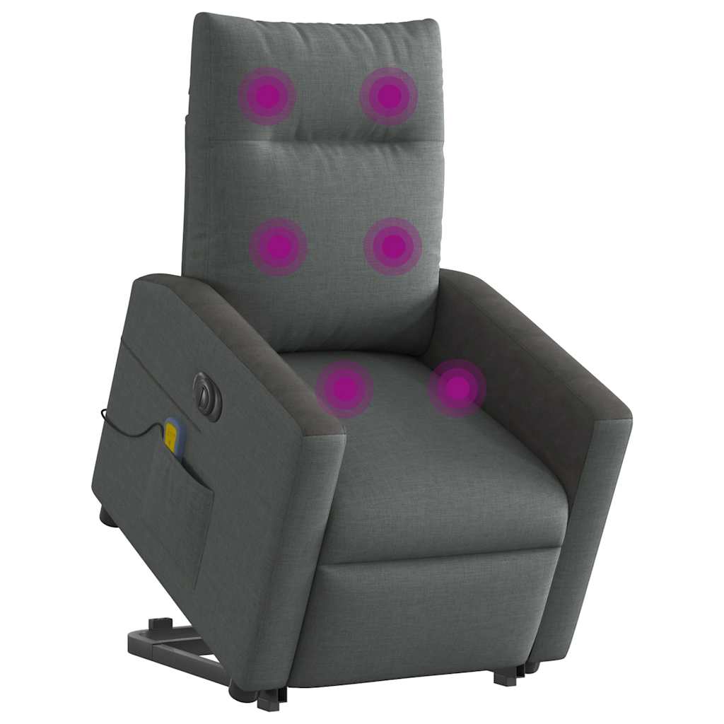 Fauteuil inclinable de massage électrique Gris foncé Tissu Fauteuils vidaXL