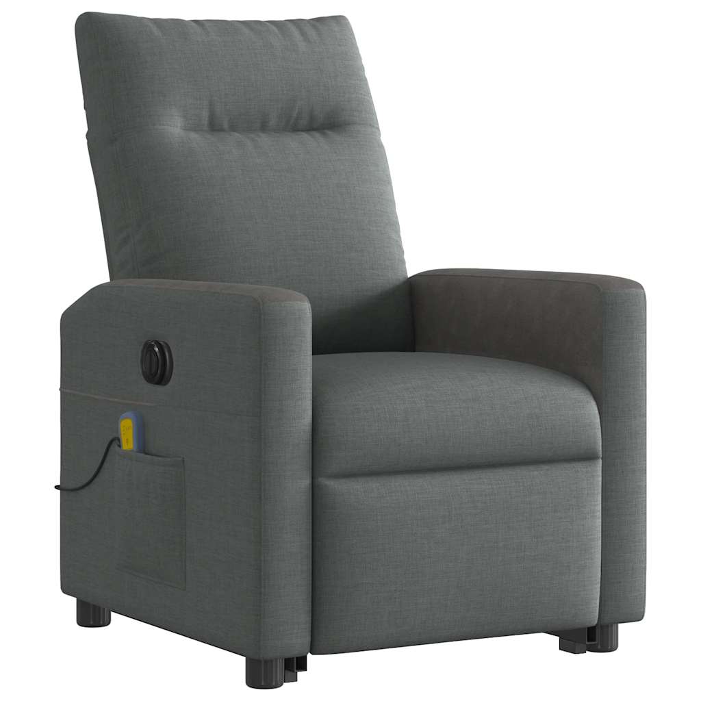 Fauteuil inclinable de massage électrique Gris foncé Tissu Fauteuils vidaXL