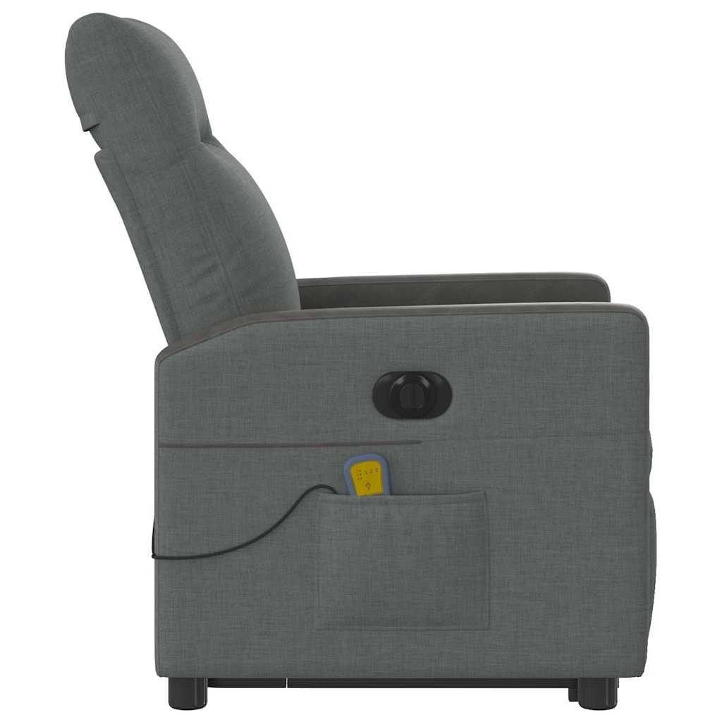 Fauteuil inclinable de massage électrique Gris foncé Tissu Fauteuils vidaXL