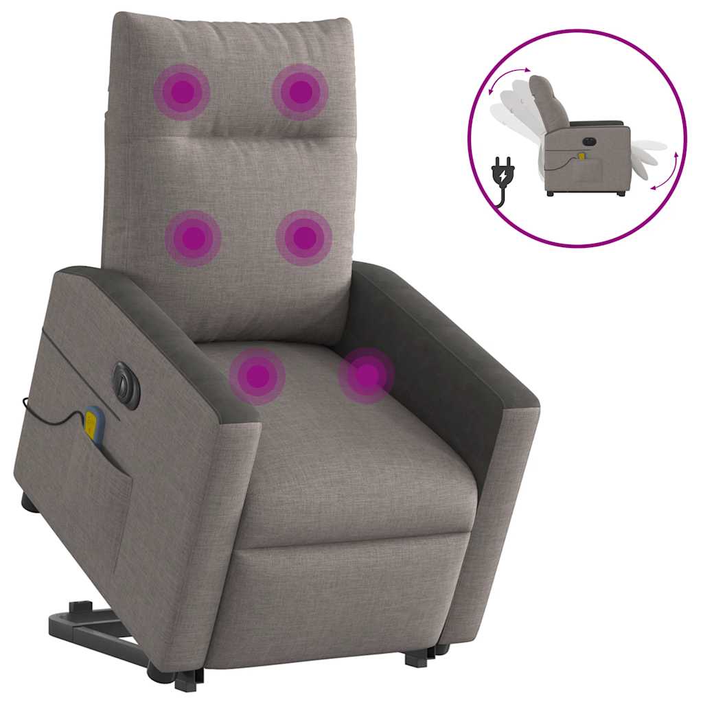 Fauteuil inclinable de massage électrique Taupe Tissu Fauteuils vidaXL