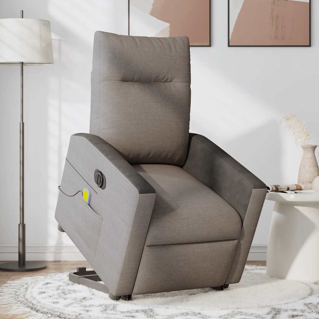 Fauteuil inclinable de massage électrique Taupe Tissu Fauteuils vidaXL