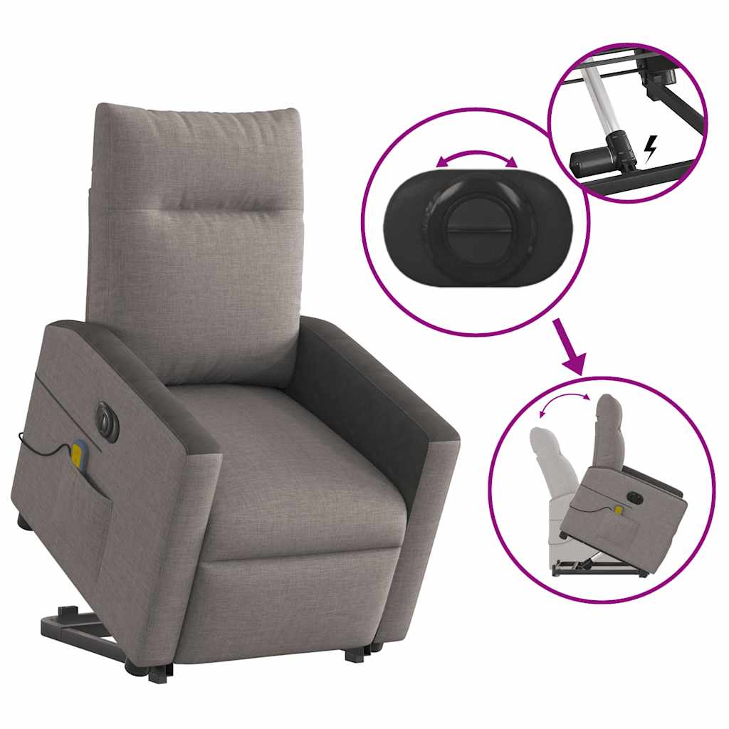 Fauteuil inclinable de massage électrique Taupe Tissu Fauteuils vidaXL