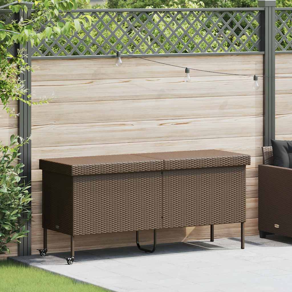 Boîte rangement jardin roues marron 160x55x75 cm résine tressée Coffres de jardin vidaXL