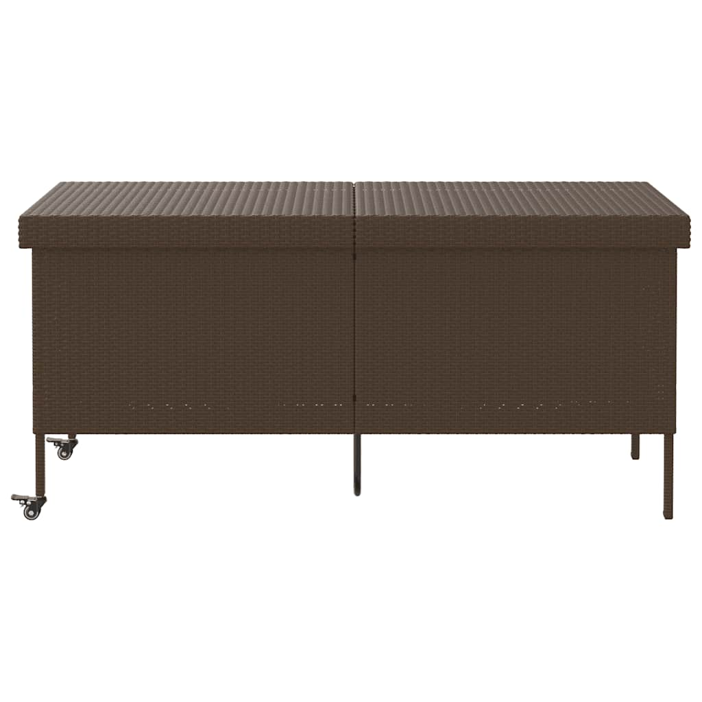 Boîte rangement jardin roues marron 160x55x75 cm résine tressée Coffres de jardin vidaXL