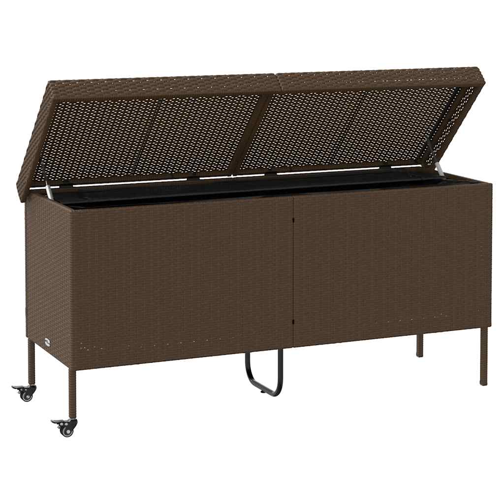 Boîte rangement jardin roues marron 160x55x75 cm résine tressée Coffres de jardin vidaXL