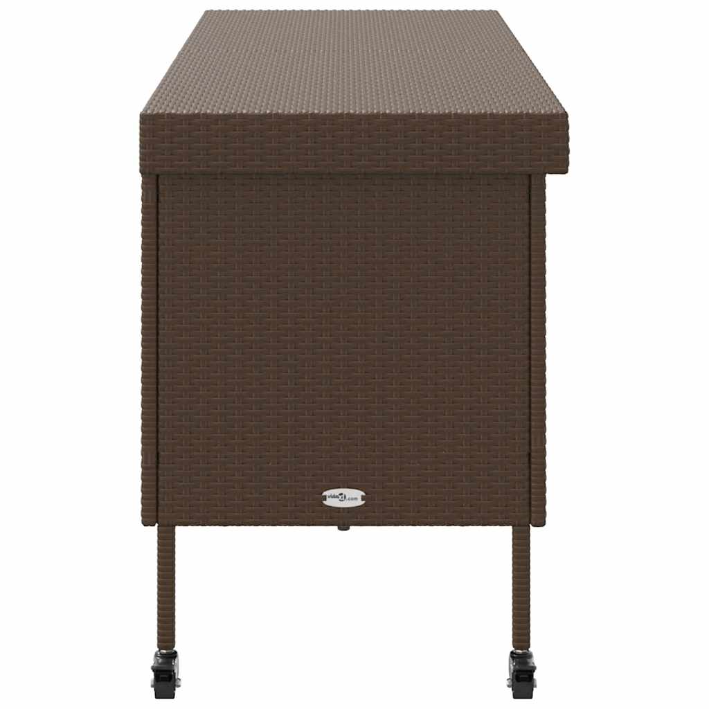 Boîte rangement jardin roues marron 160x55x75 cm résine tressée Coffres de jardin vidaXL