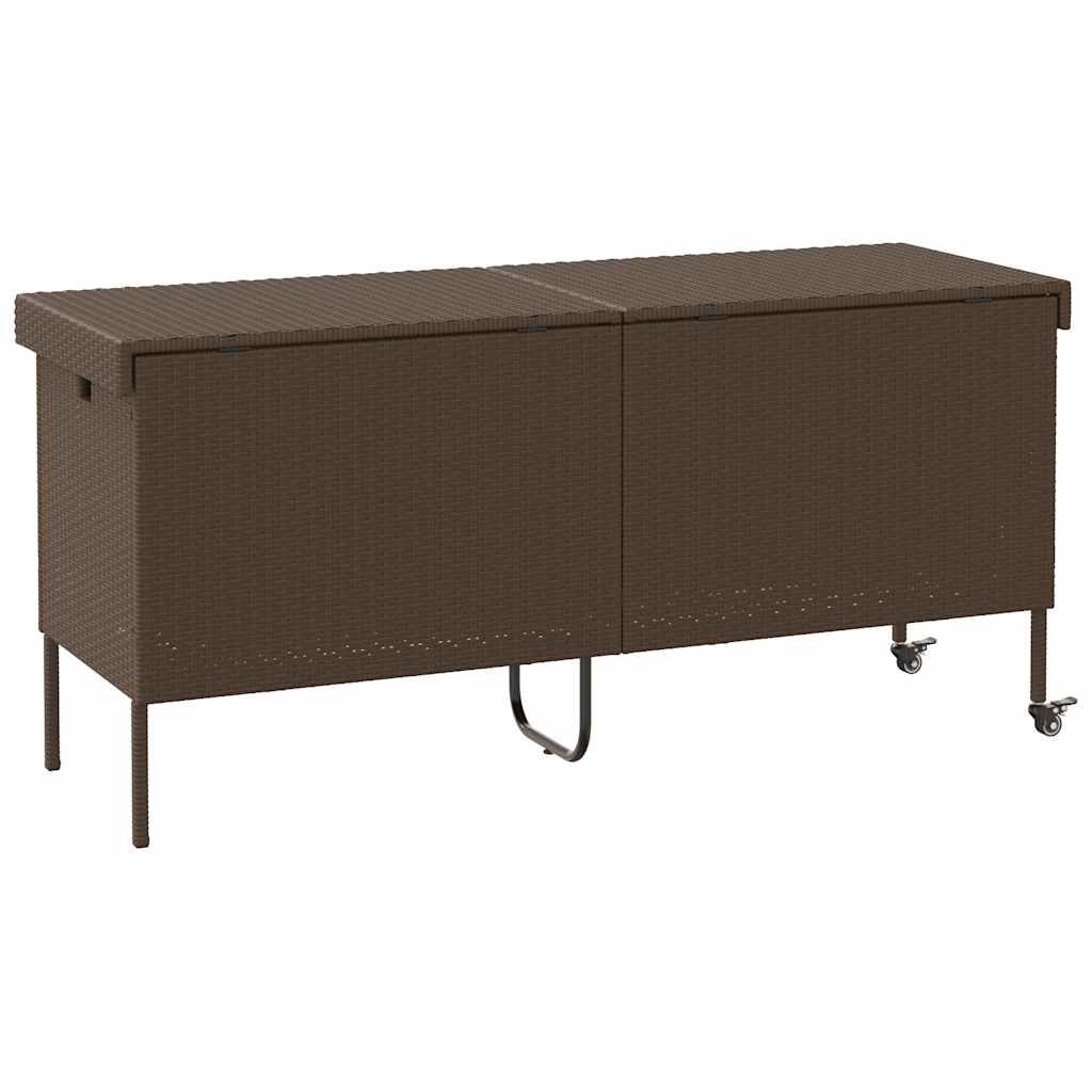 Boîte rangement jardin roues marron 160x55x75 cm résine tressée Coffres de jardin vidaXL