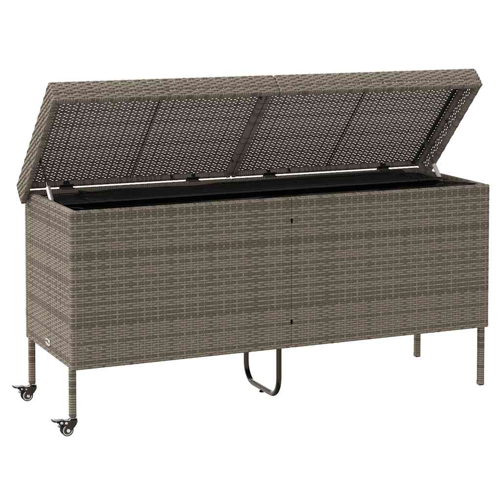 Boîte de rangement de jardin et roues gris résine tressée Coffres de jardin vidaXL