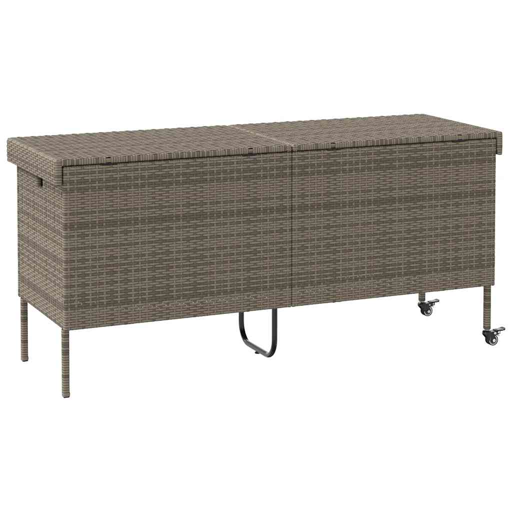 Boîte de rangement de jardin et roues gris résine tressée Coffres de jardin vidaXL