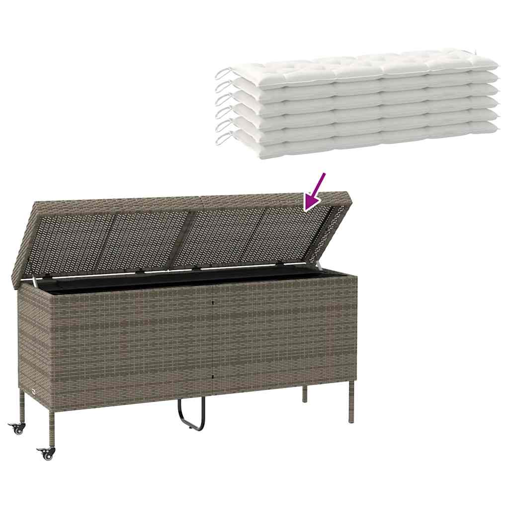 Boîte de rangement de jardin et roues gris résine tressée Coffres de jardin vidaXL