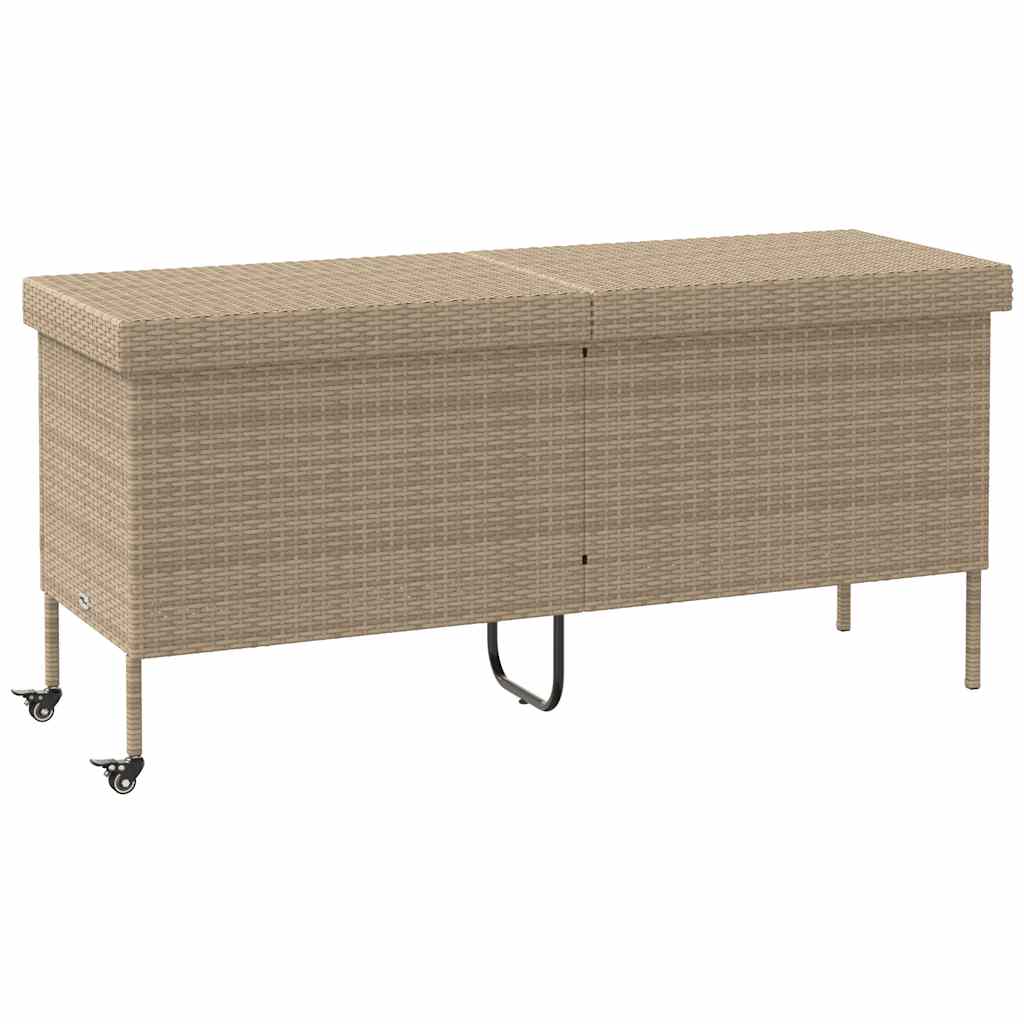 Boîte rangement jardin roues beige 160x55x75 cm résine tressée Coffres de jardin vidaXL